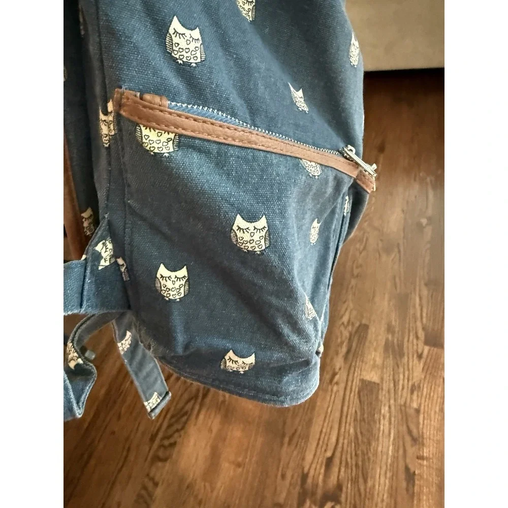 Mudd Blue‎ Denim Owl Print Backpack